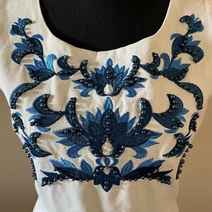 C. Luce White Dress with Embroidered and Beaded Bodice size Small